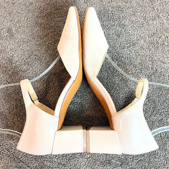 Naturalizer Size 8.5 Nude Beige Taupe Patent Suede Leather Block Heel Shoes - Picture 7 of 12